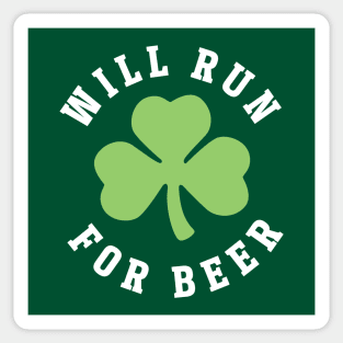 Will Run For Beer St Pattys Day Sticker